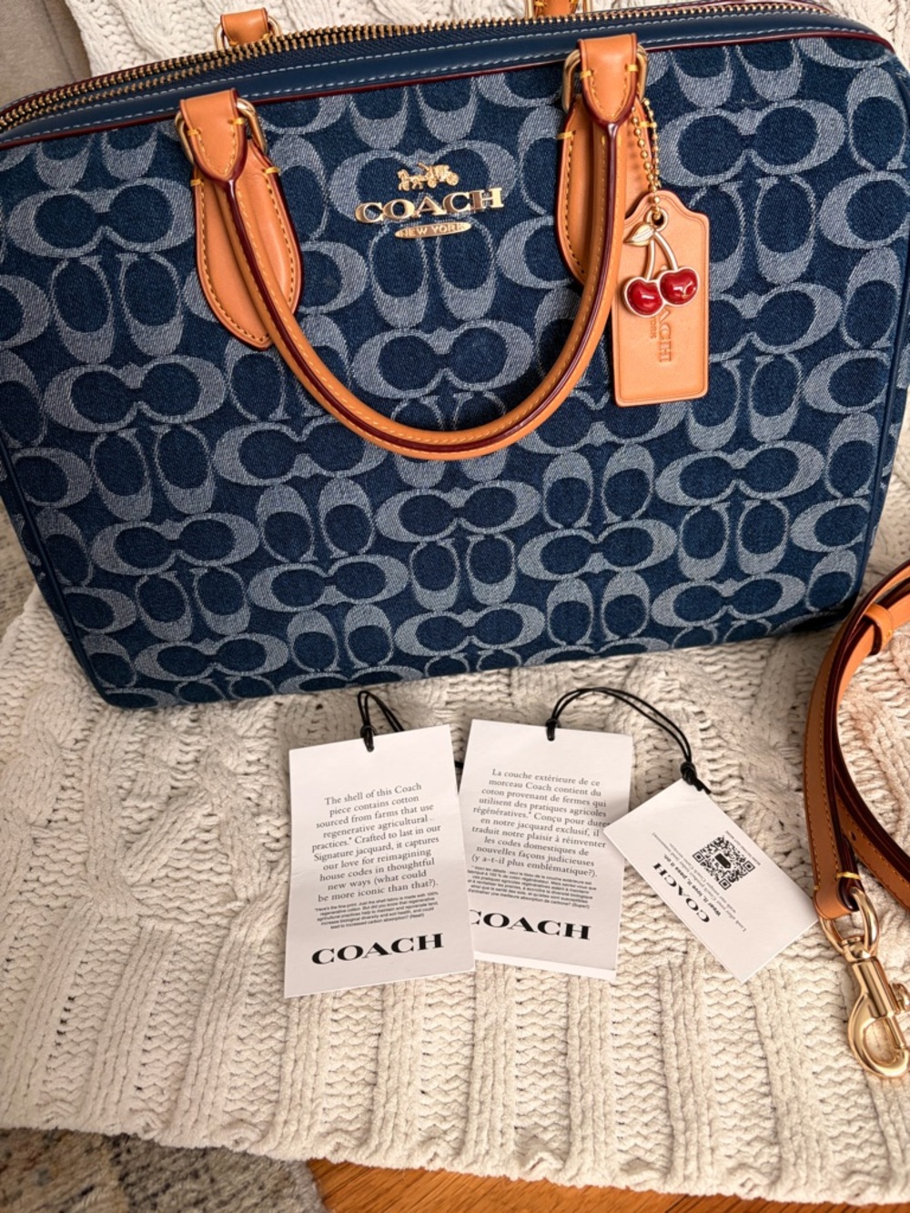 COACH large denim Rowan - Picture 7 of 9